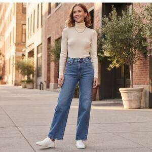 Madewell The Perfect Vintage Wide Leg Jeans Medium Indigo Model Off Duty Size 28